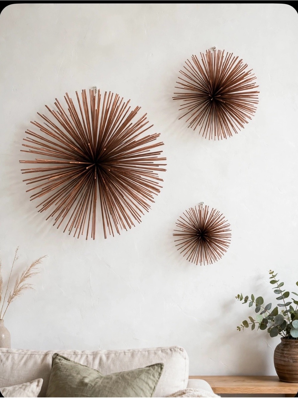 Ensemble de 3 Décorations Murales 3D Starburst – Couleur Cuivre